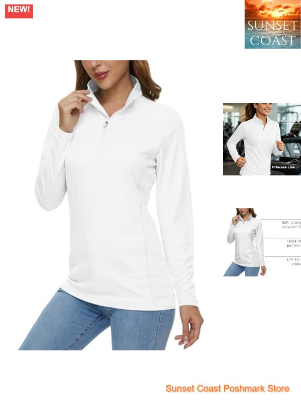 Womens Quarter Zip Long Sleeve Golf Shirt UPF 50+ Rash Guard